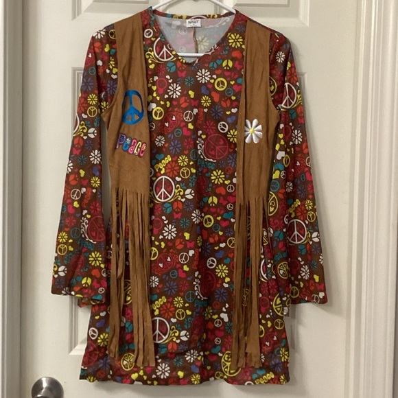 Spirit Peace and Love Hippie Costume with Fringe Women’s XSmall - Picture 5 of 5